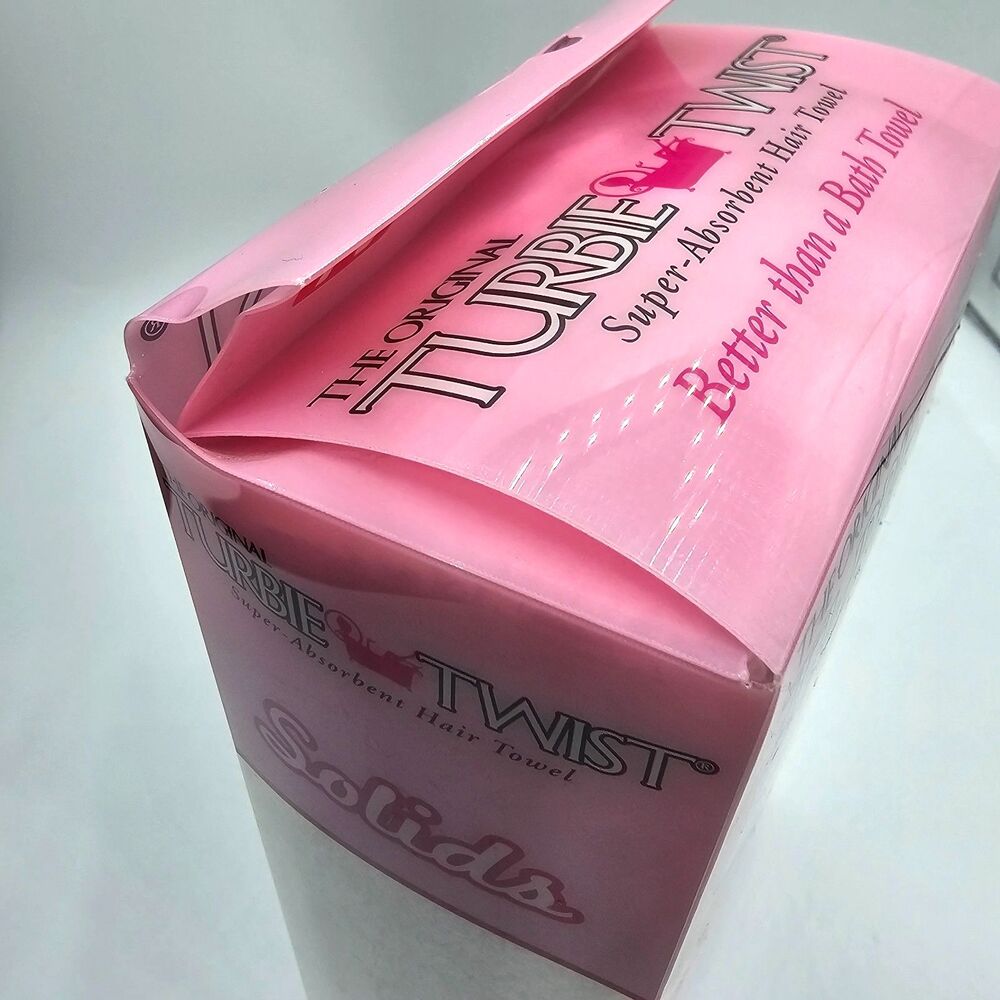 Turbie Twist Hair Towel 2 Pack 100% Cotton Pink Chevron White Quick Dry NWT - Picture 6 of 7